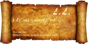 Lőwy Leonárd névjegykártya